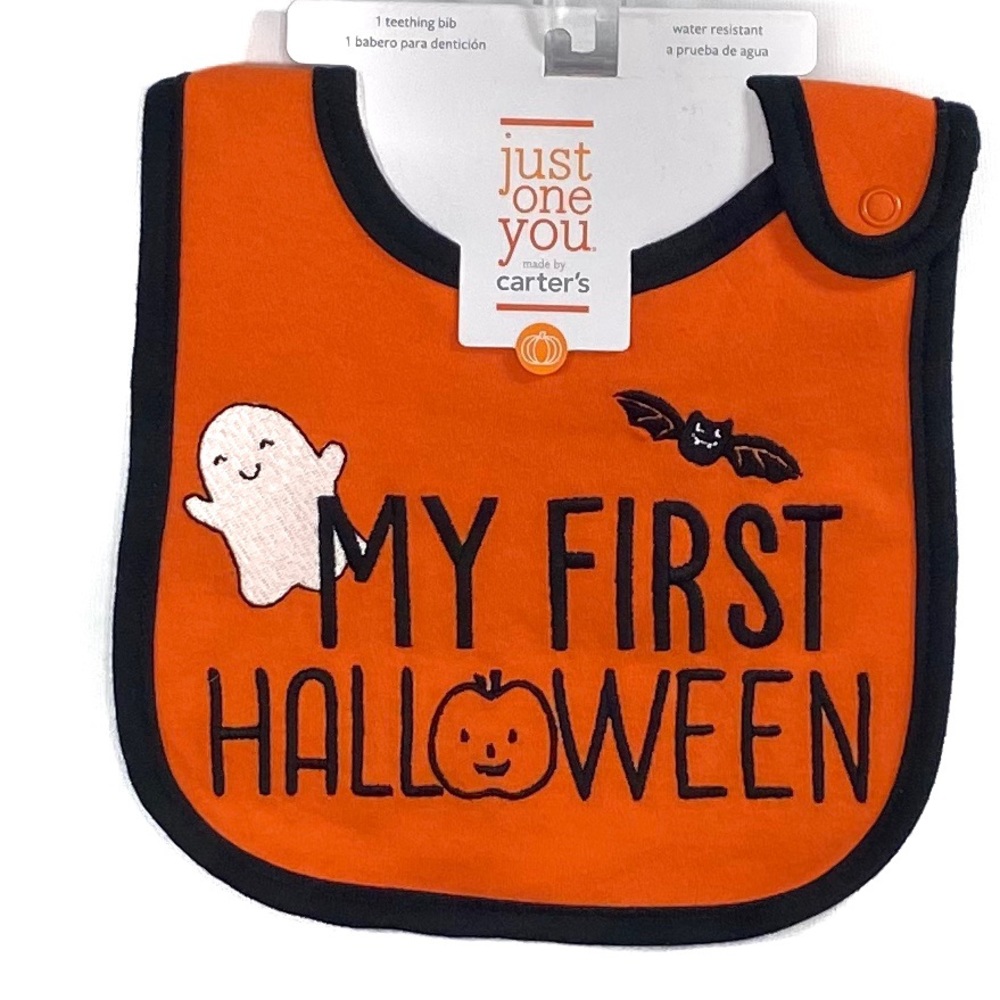 NWT Carters Orange My First Halloween Teething Bib
